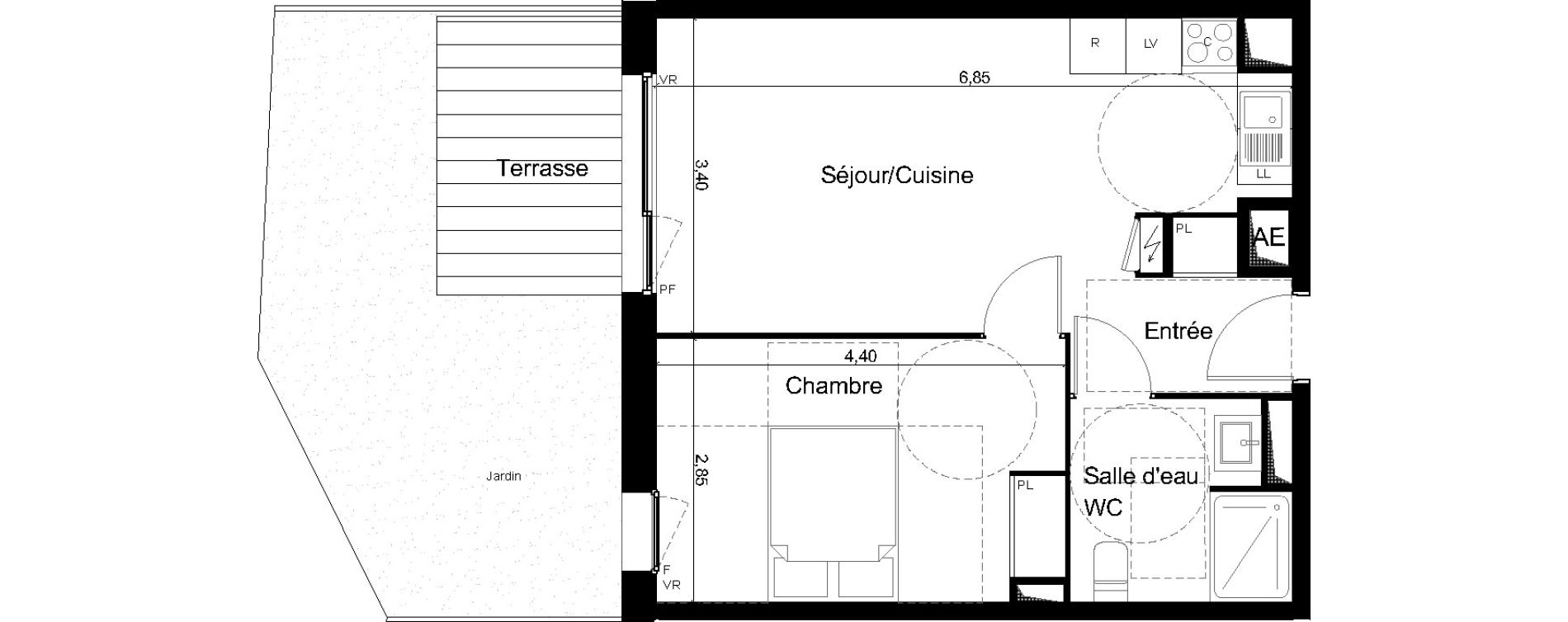 Appartement T2 de 41,10 m2 &agrave; Angers Les capucins