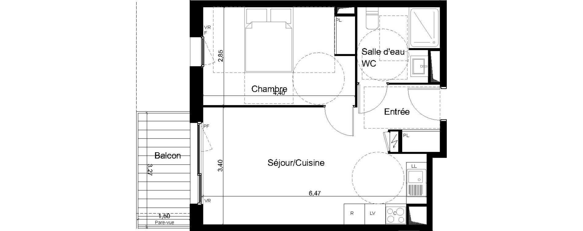 Appartement T2 de 40,80 m2 &agrave; Angers Les capucins