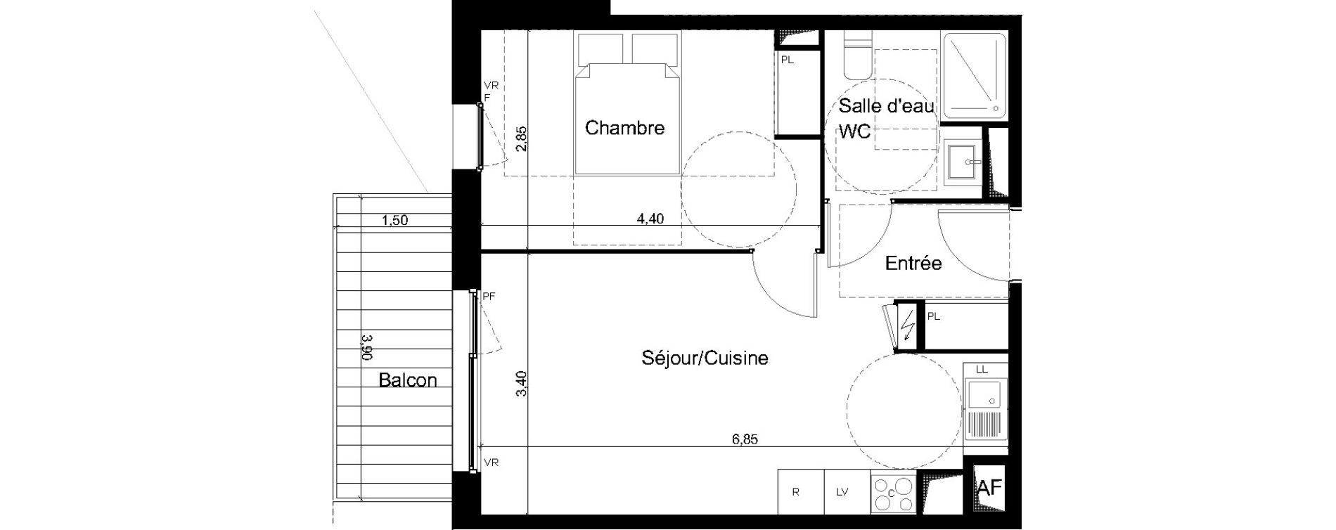 Appartement T2 de 41,20 m2 &agrave; Angers Les capucins