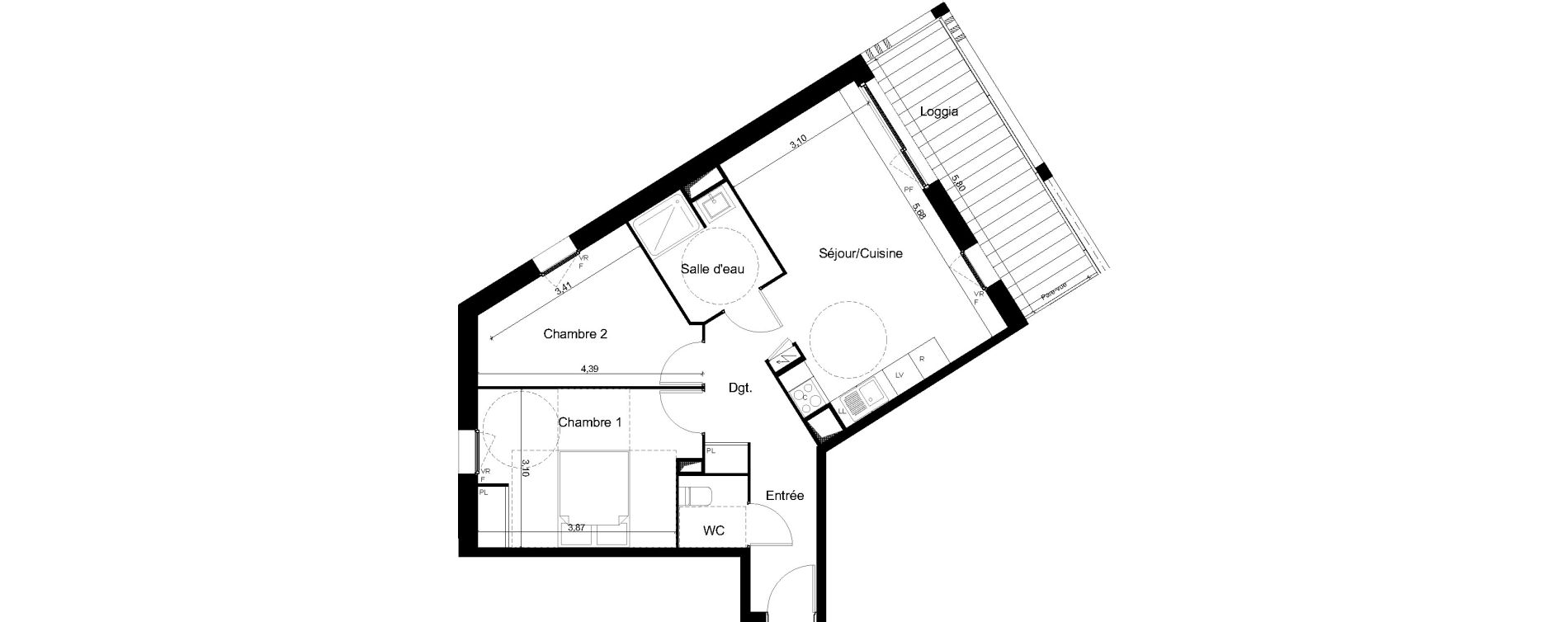 Appartement T3 de 58,30 m2 &agrave; Angers Les capucins