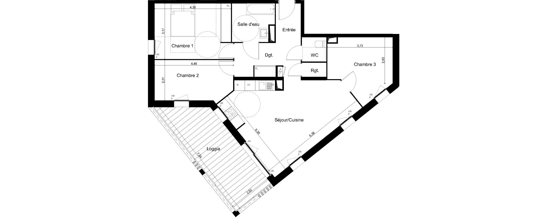 Appartement T4 de 80,95 m2 &agrave; Angers Les capucins