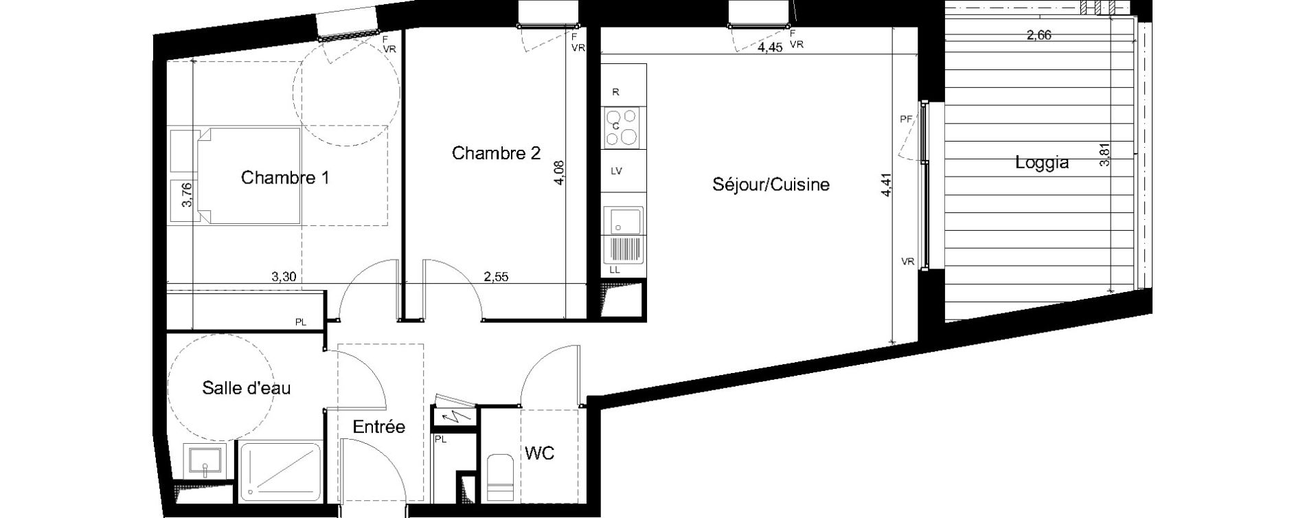 Appartement T3 de 58,25 m2 &agrave; Angers Les capucins