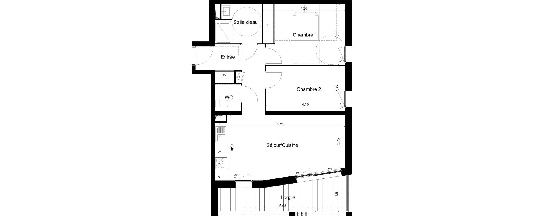 Appartement T3 de 59,30 m2 &agrave; Angers Les capucins