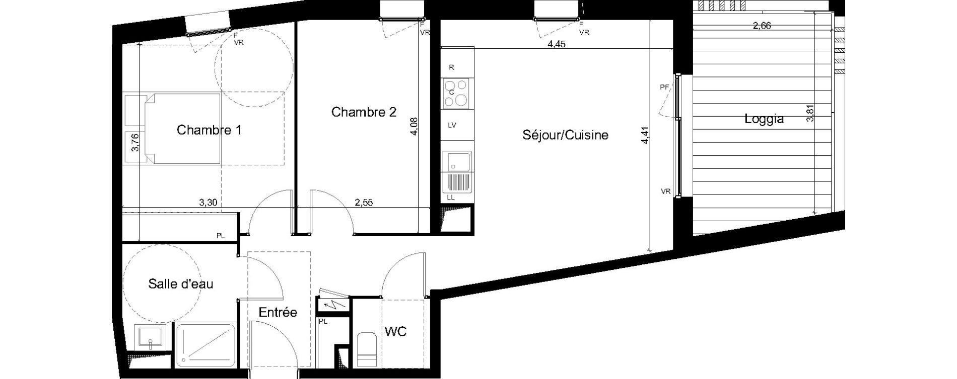 Appartement T3 de 58,25 m2 &agrave; Angers Les capucins