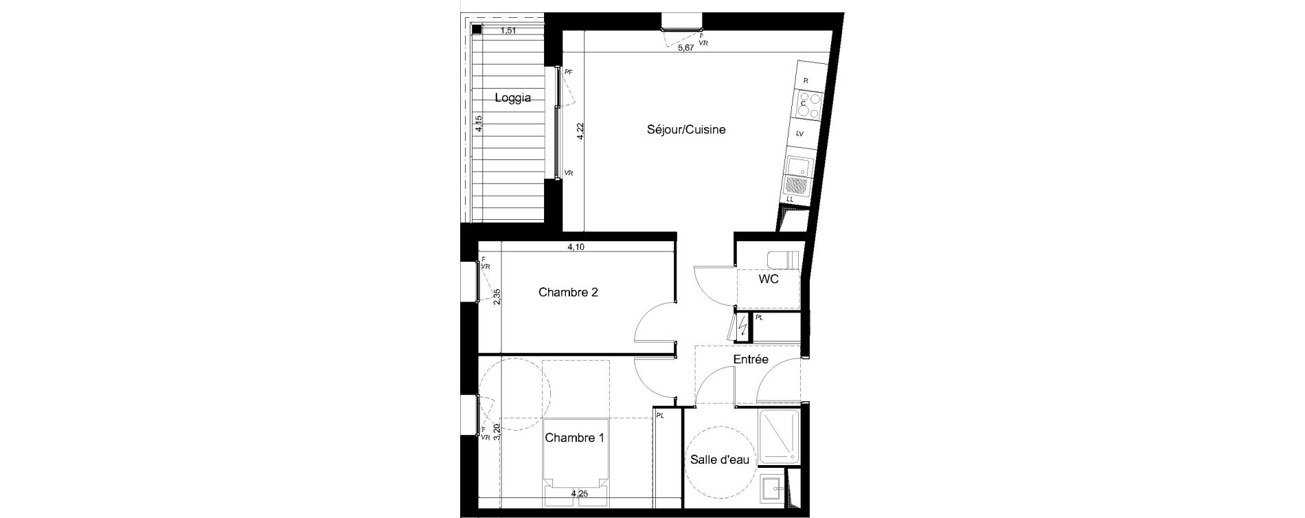 Appartement T3 de 59,20 m2 &agrave; Angers Les capucins