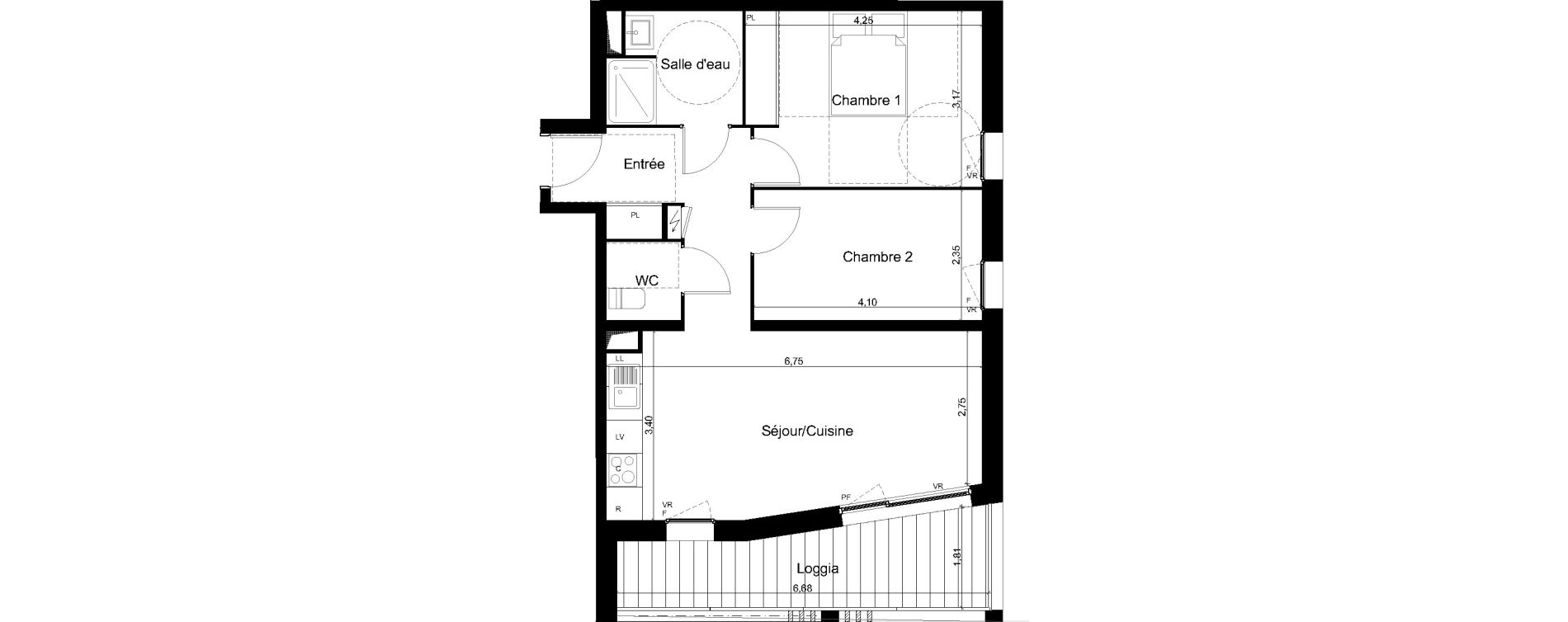 Appartement T3 de 59,30 m2 &agrave; Angers Les capucins