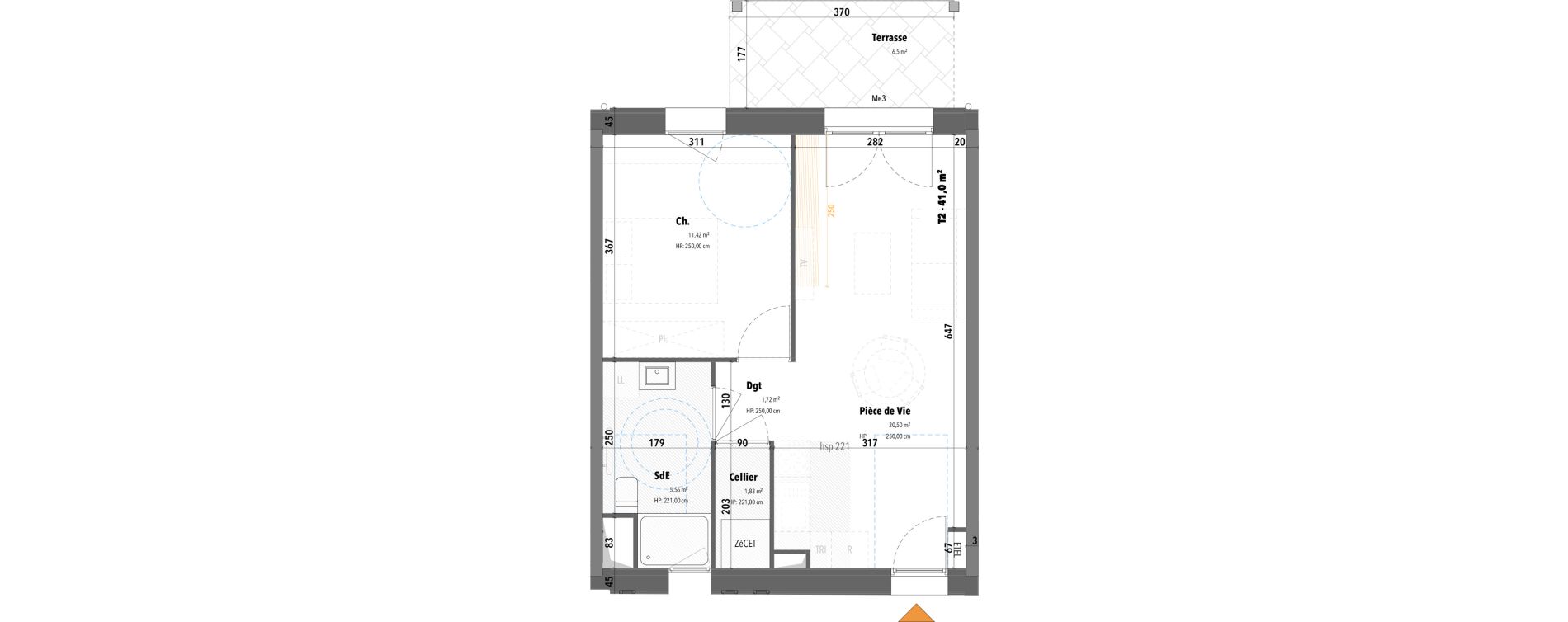 Appartement T2 de 41,03 m2 &agrave; Angers Hauts de saint-aubin