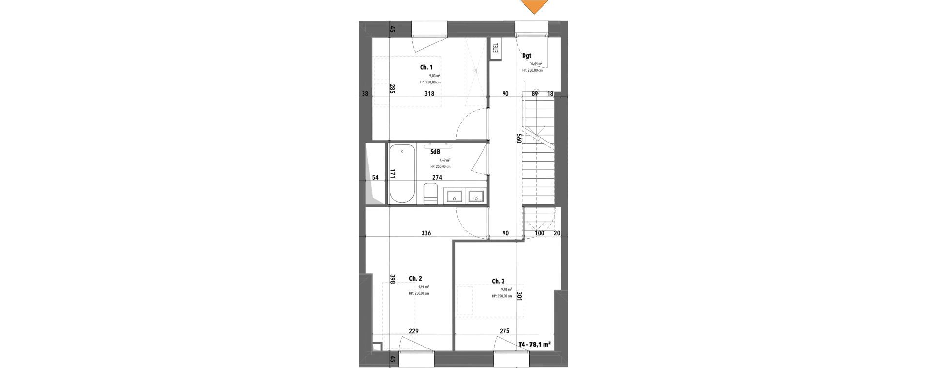 Duplex T4 de 78,15 m2 &agrave; Angers Hauts de saint-aubin
