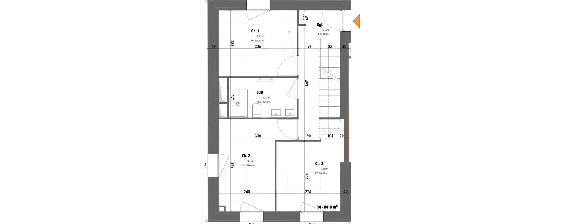 Duplex T4 de 80,65 m2 &agrave; Angers Hauts de saint-aubin