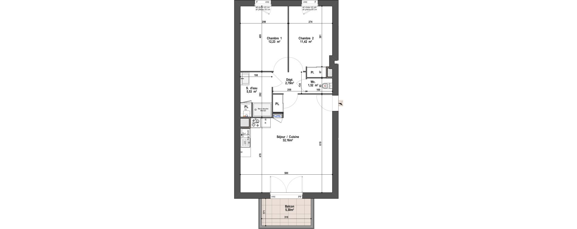 Appartement T3 de 65,65 m2 &agrave; Angers Vauban