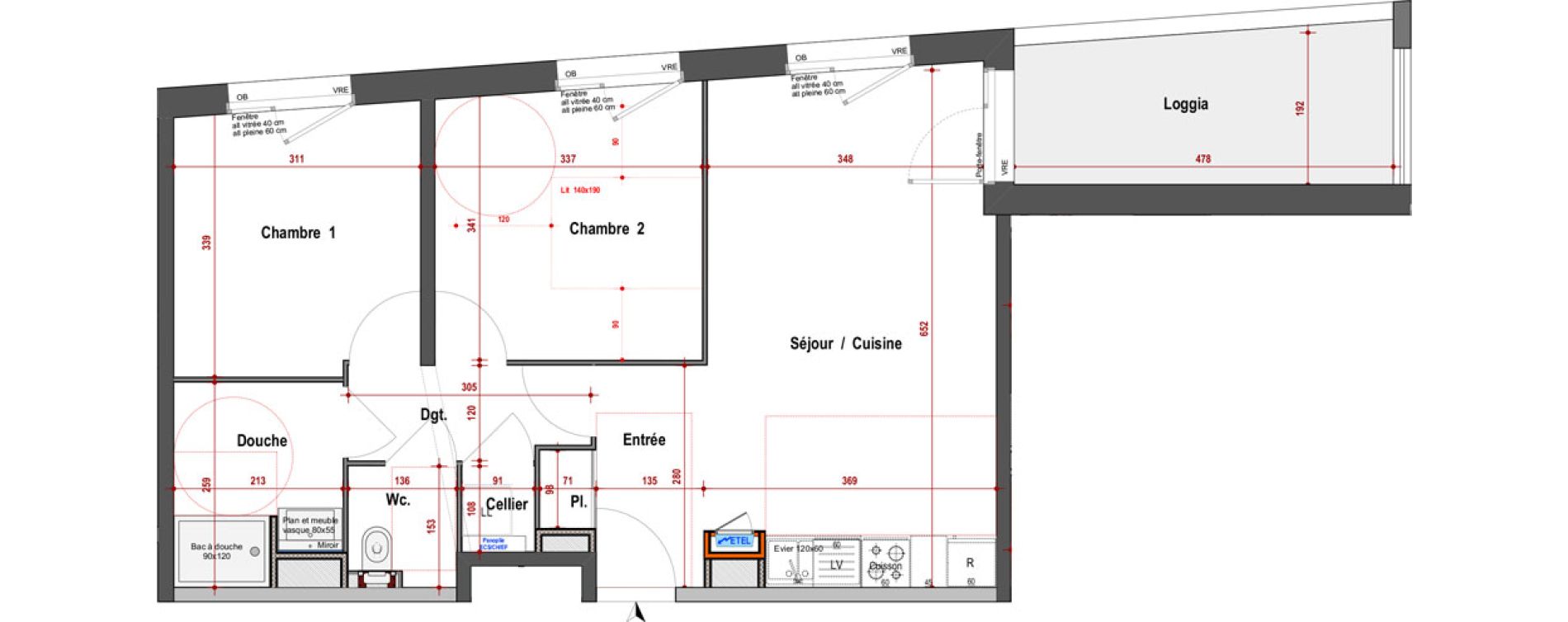 Appartement T3 de 60,75 m2 &agrave; Angers Montesquieu