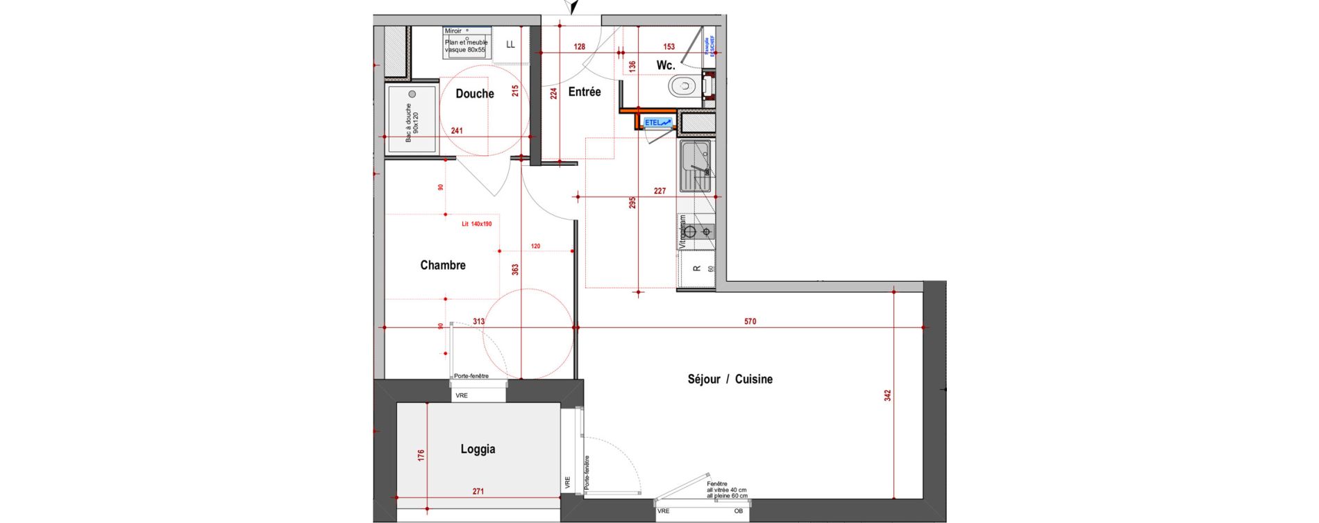 Appartement T2 de 45,83 m2 &agrave; Angers Montesquieu