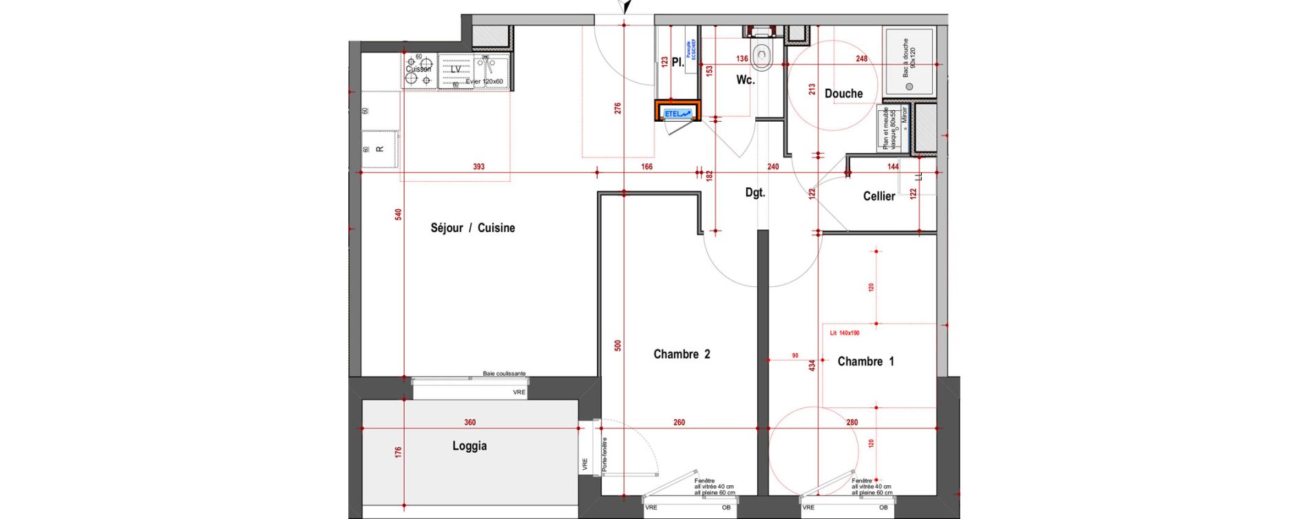 Appartement T3 de 62,81 m2 &agrave; Angers Montesquieu