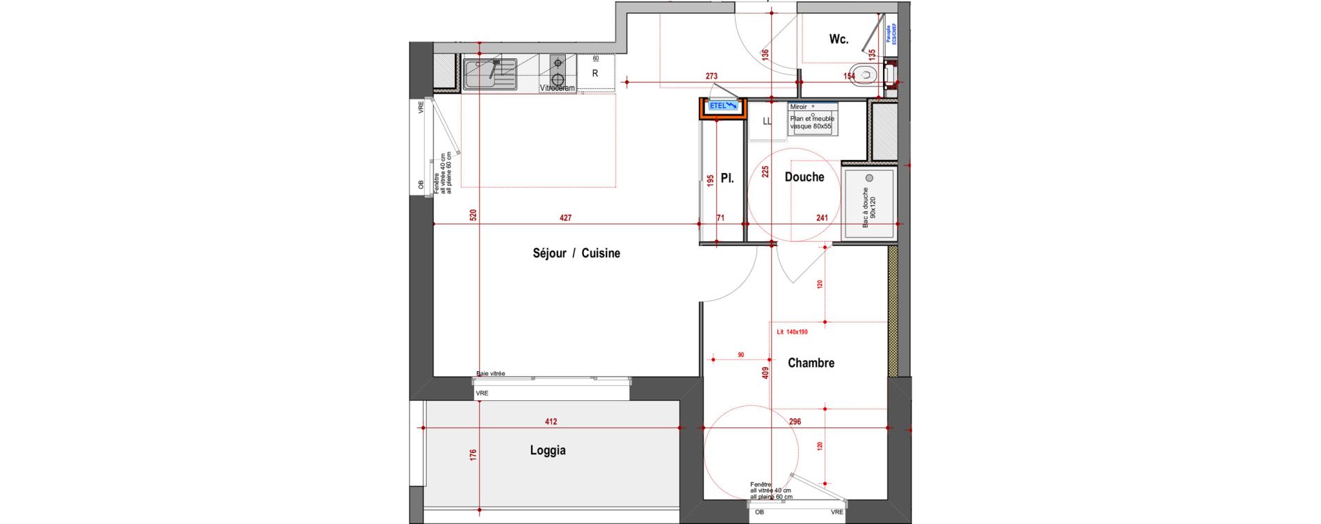 Appartement T2 de 45,07 m2 &agrave; Angers Montesquieu