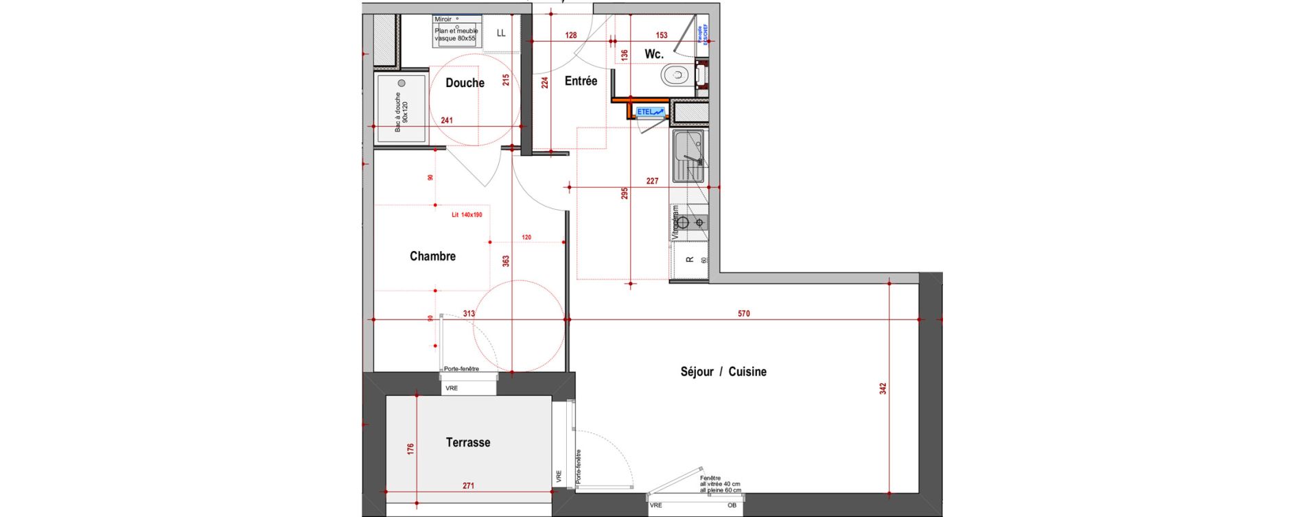 Appartement T2 de 45,83 m2 &agrave; Angers Montesquieu