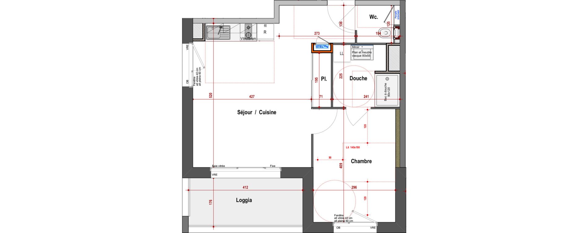 Appartement T2 de 45,07 m2 &agrave; Angers Montesquieu