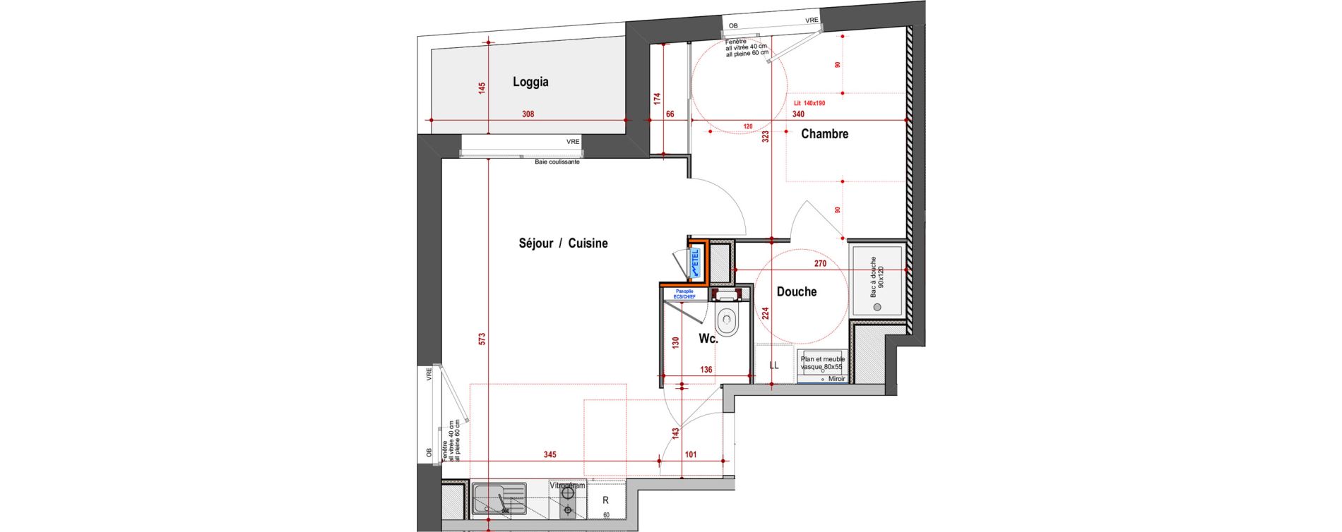 Appartement T2 de 40,20 m2 &agrave; Angers Montesquieu