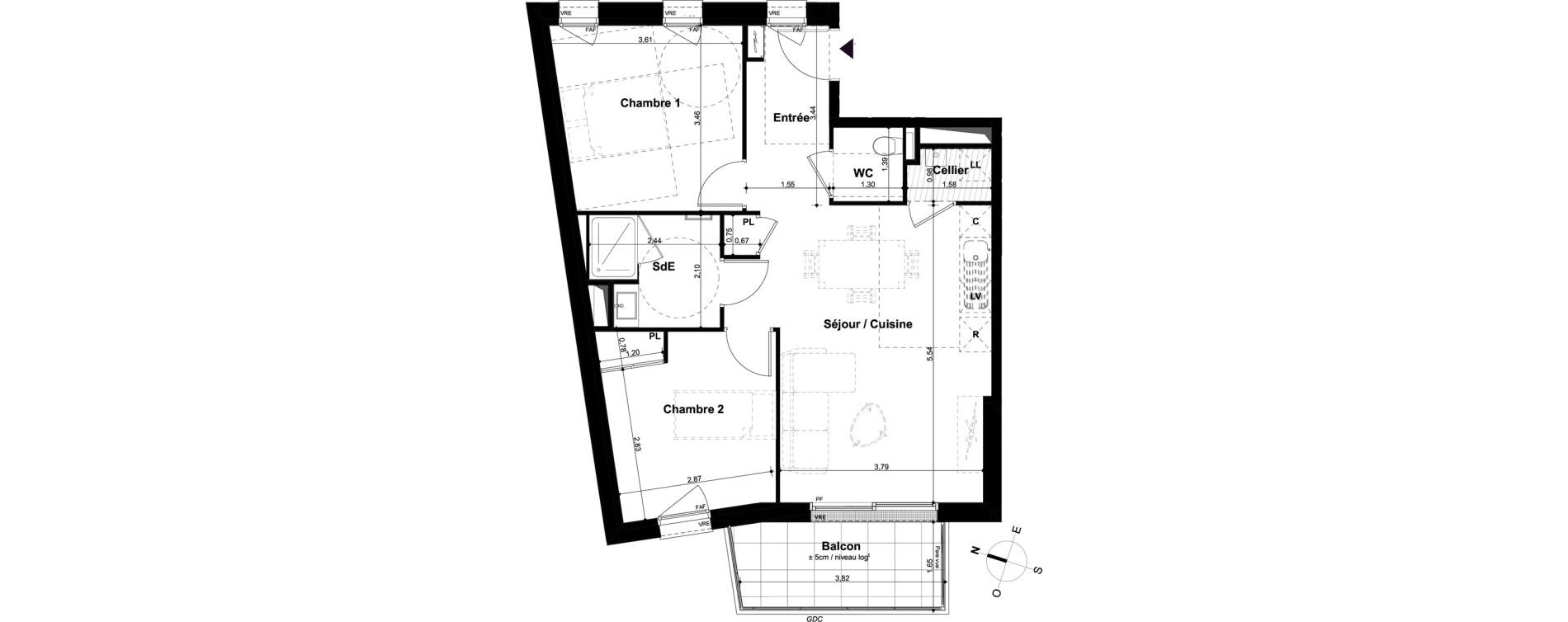Appartement T3 de 59,00 m2 &agrave; Angers Mirabeau