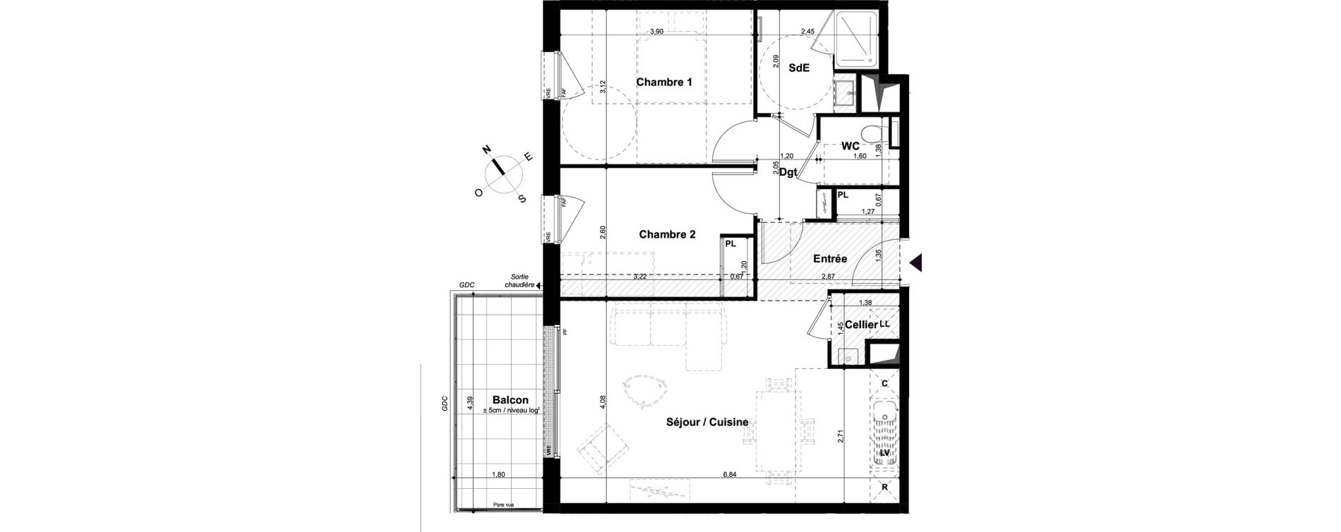 Appartement T3 de 64,28 m2 &agrave; Angers Mirabeau