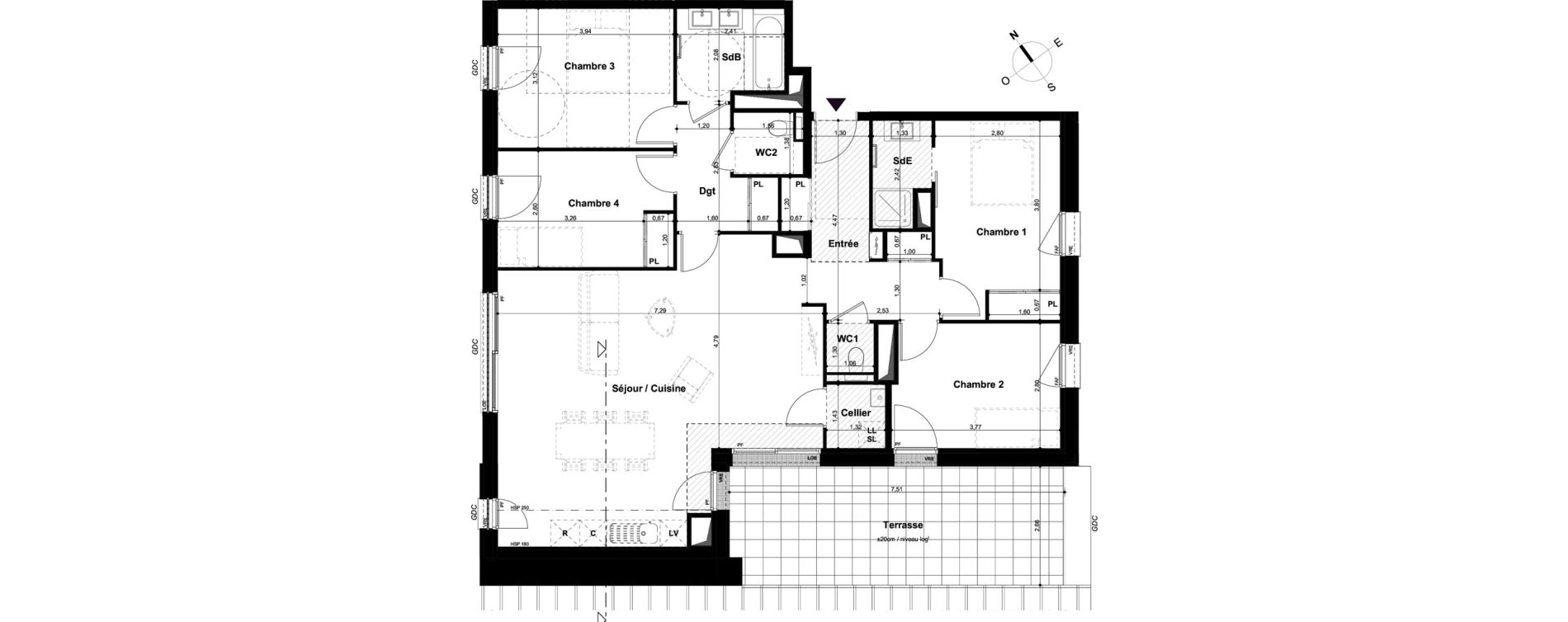 Appartement T5 de 112,57 m2 &agrave; Angers Mirabeau