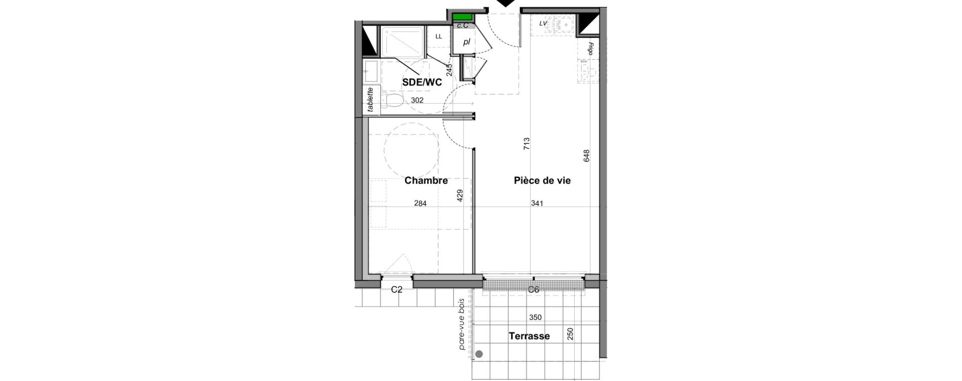 Appartement T2 de 42,31 m2 &agrave; Angers Les capucins
