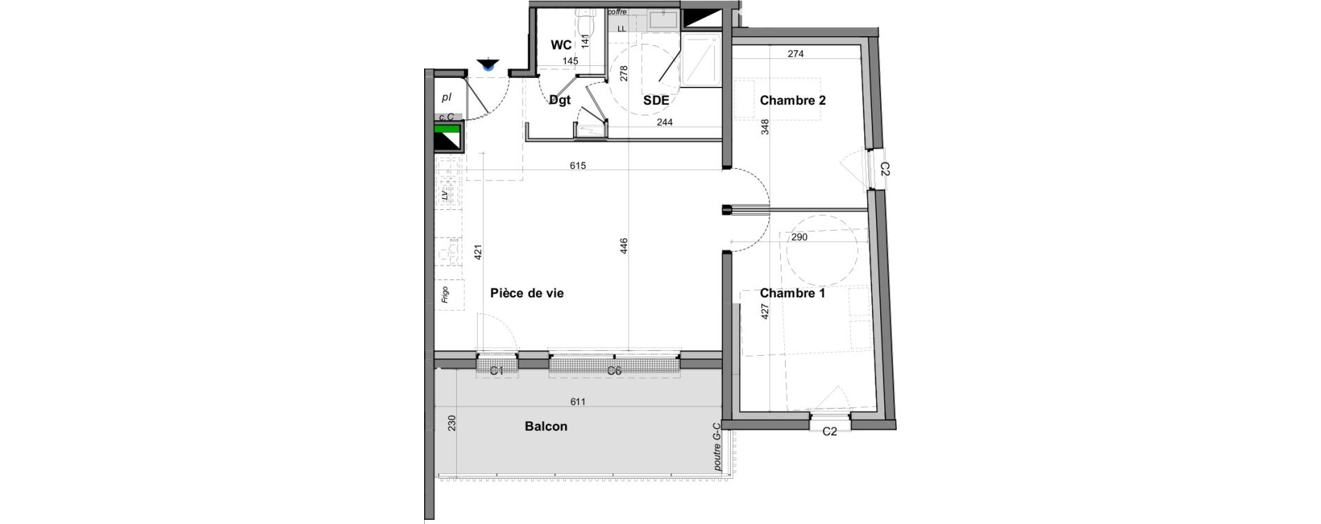 Appartement T3 de 62,14 m2 &agrave; Angers Les capucins