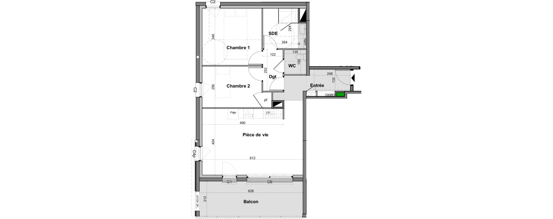 Appartement T3 de 64,50 m2 &agrave; Angers Les capucins