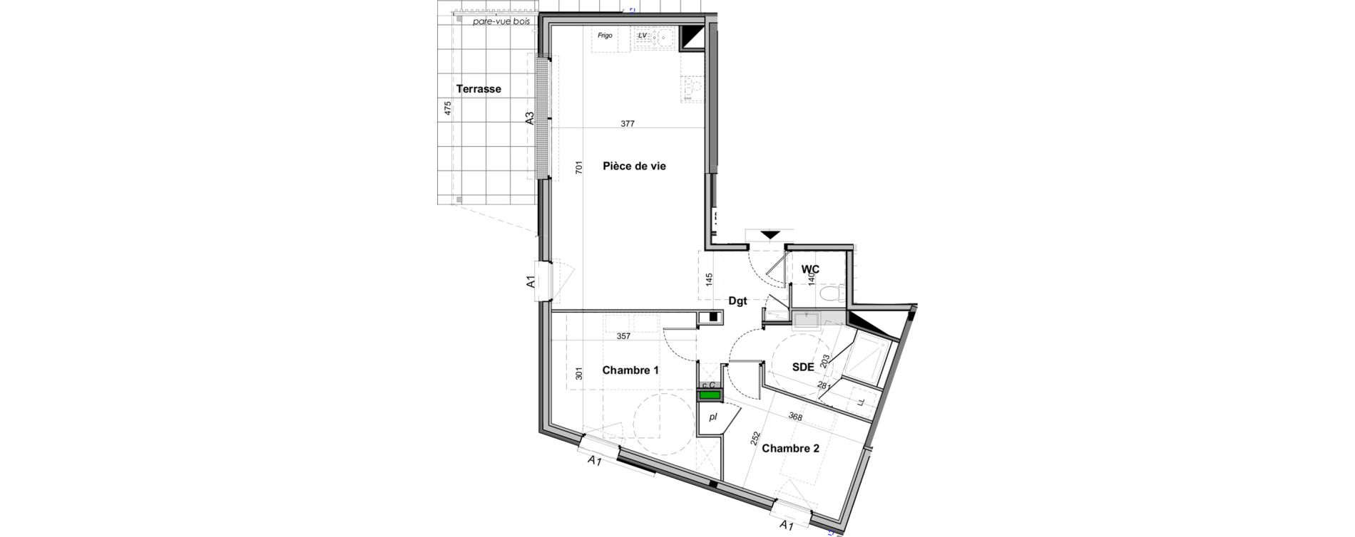 Appartement T3 de 60,84 m2 &agrave; Angers Les capucins