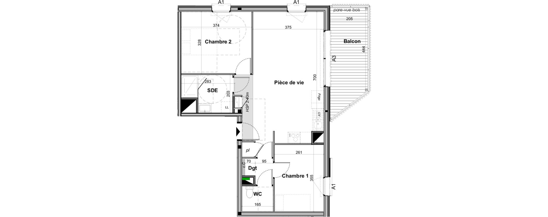 Appartement T3 de 60,11 m2 &agrave; Angers Les capucins