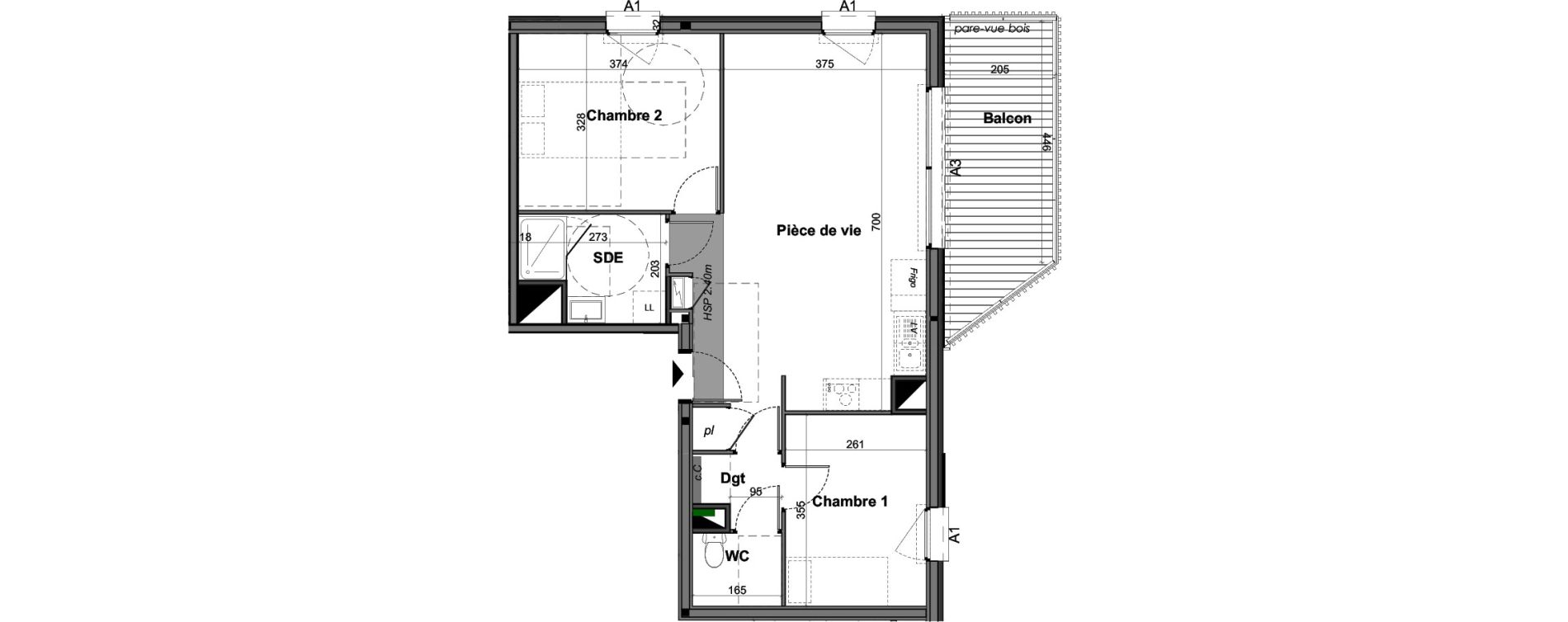 Appartement T3 de 60,10 m2 &agrave; Angers Les capucins