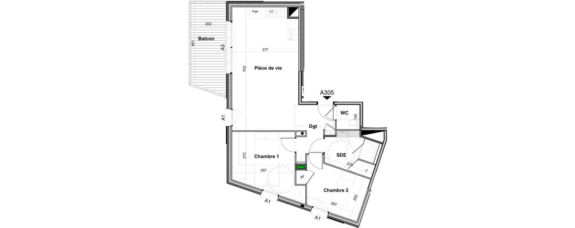 Appartement T3 de 60,83 m2 &agrave; Angers Les capucins