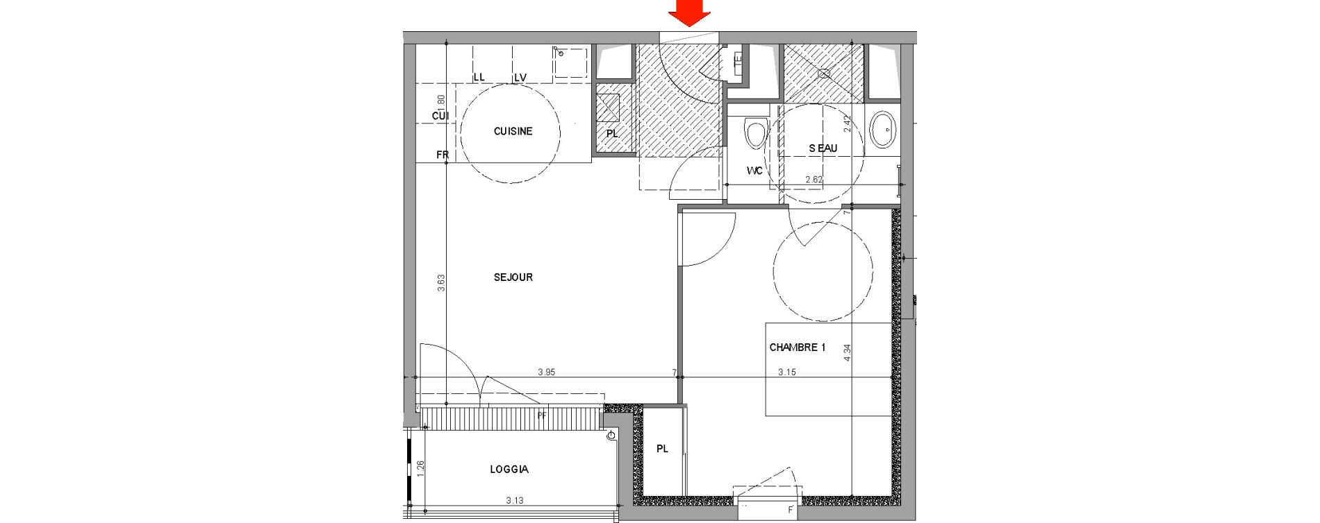 Appartement T2 de 42,08 m2 &agrave; Angers Belle-beille