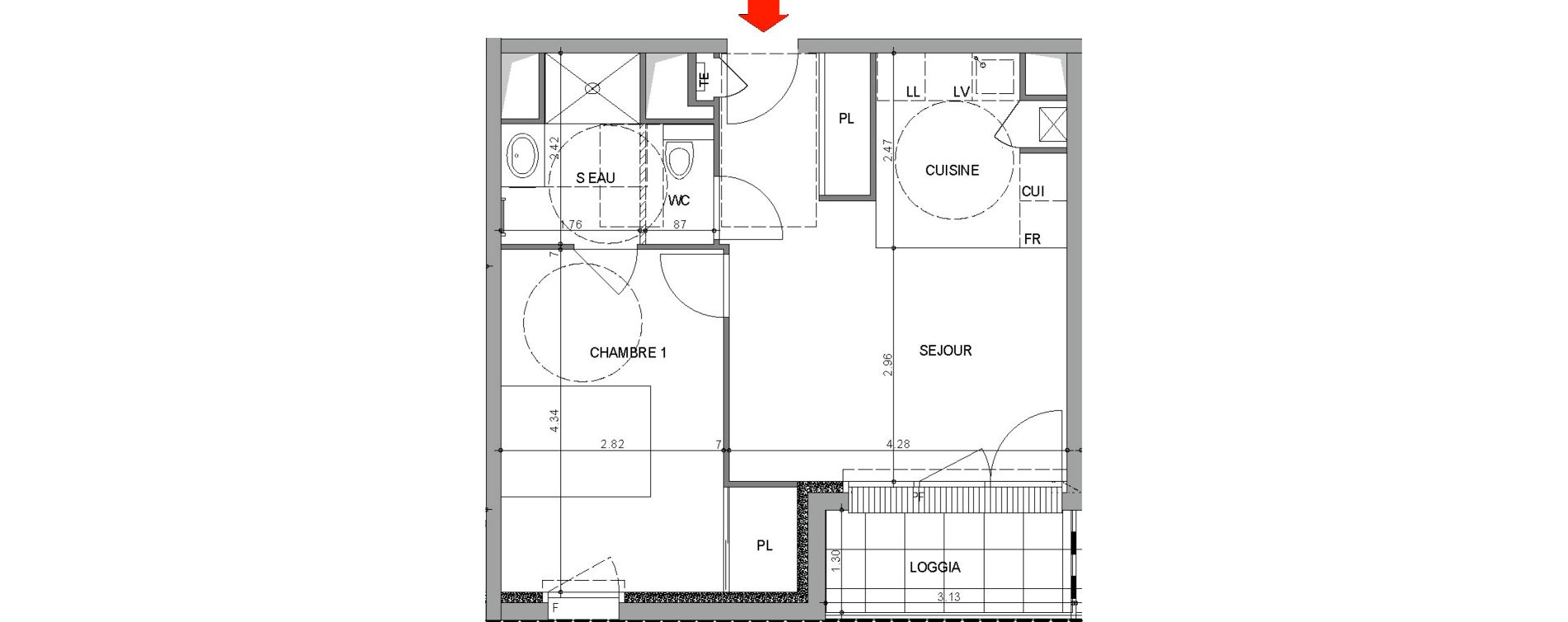 Appartement T2 de 41,62 m2 &agrave; Angers Belle-beille