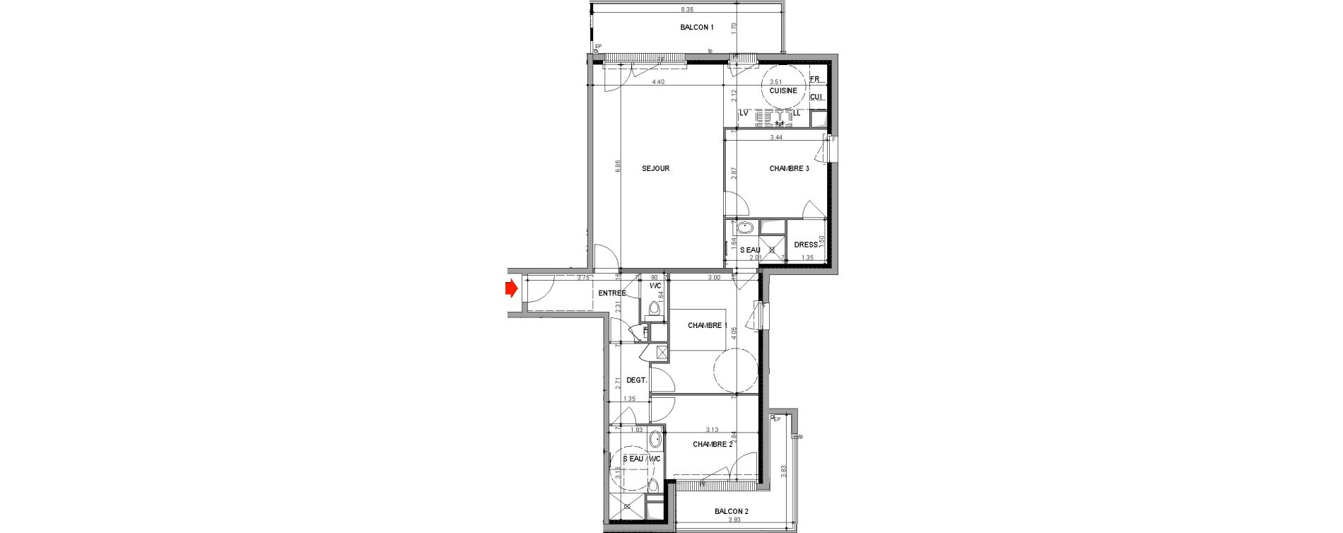 Appartement T3 de 90,90 m2 &agrave; Angers Belle-beille