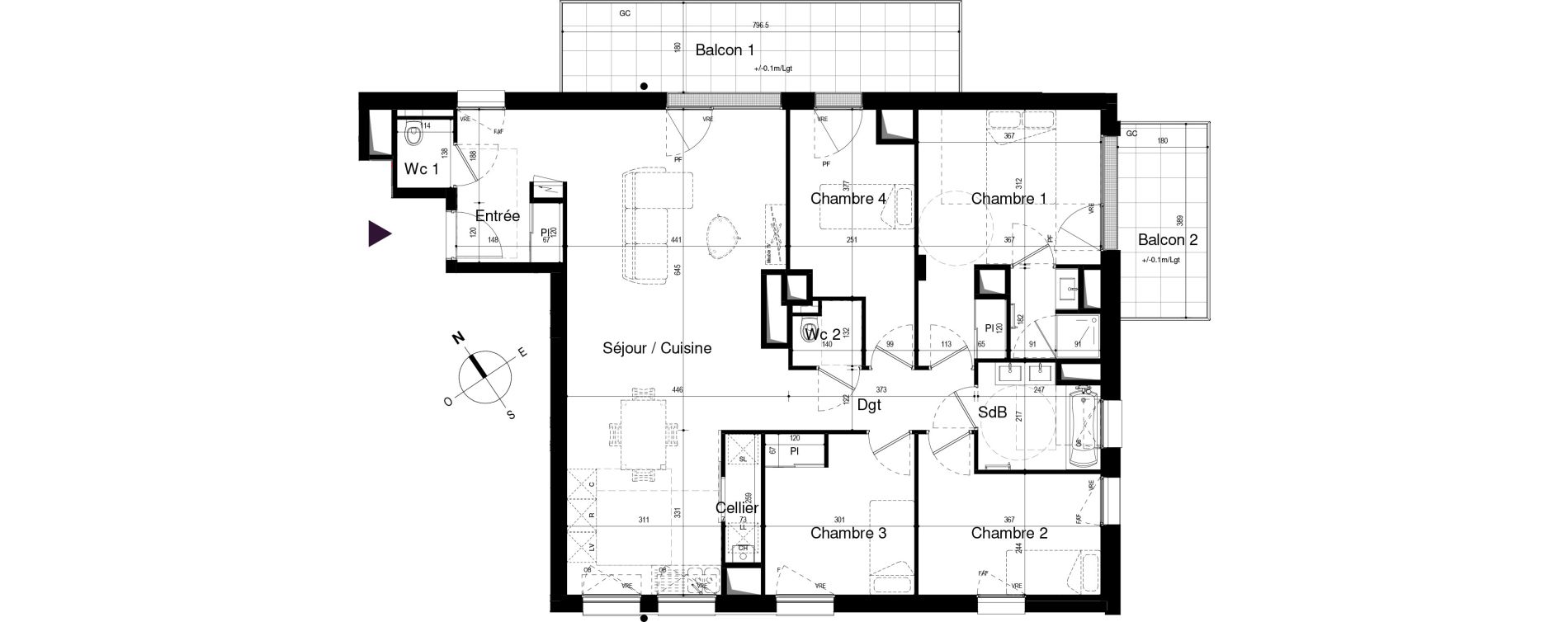 Appartement T5 de 106,08 m2 &agrave; Angers Deux-croix banchais