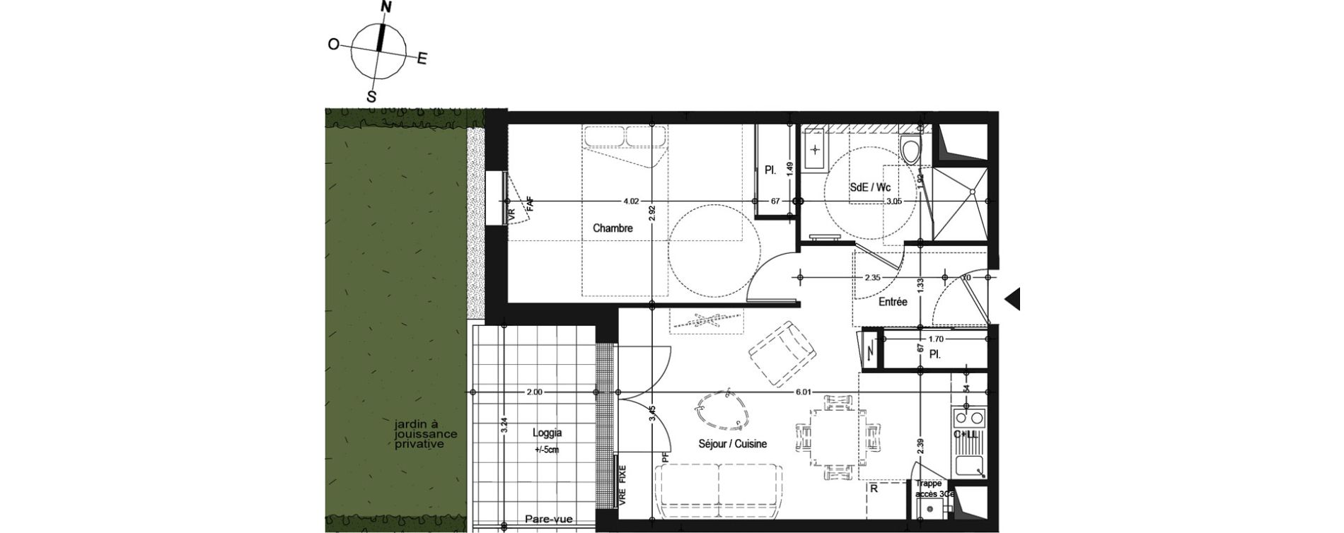 Appartement T2 de 41,79 m2 &agrave; Angers Belle-beille