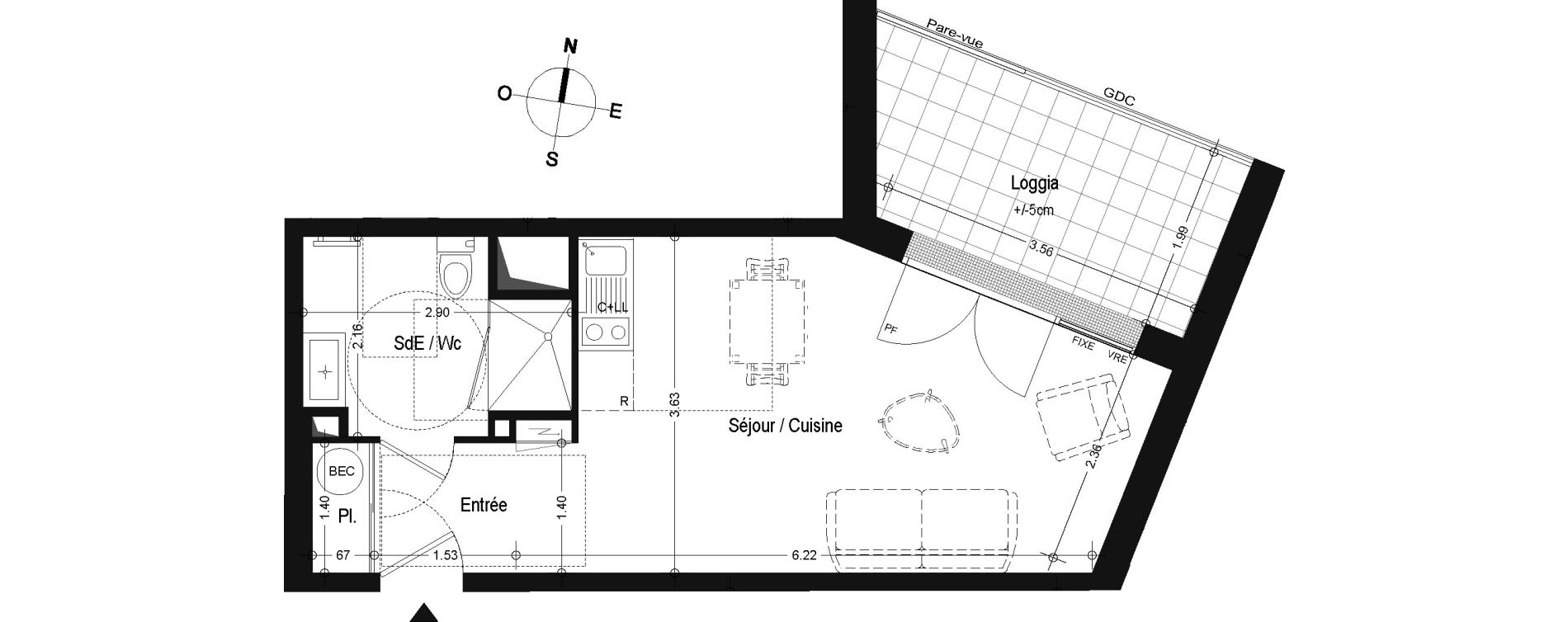 Appartement T1 de 29,03 m2 &agrave; Angers Belle-beille