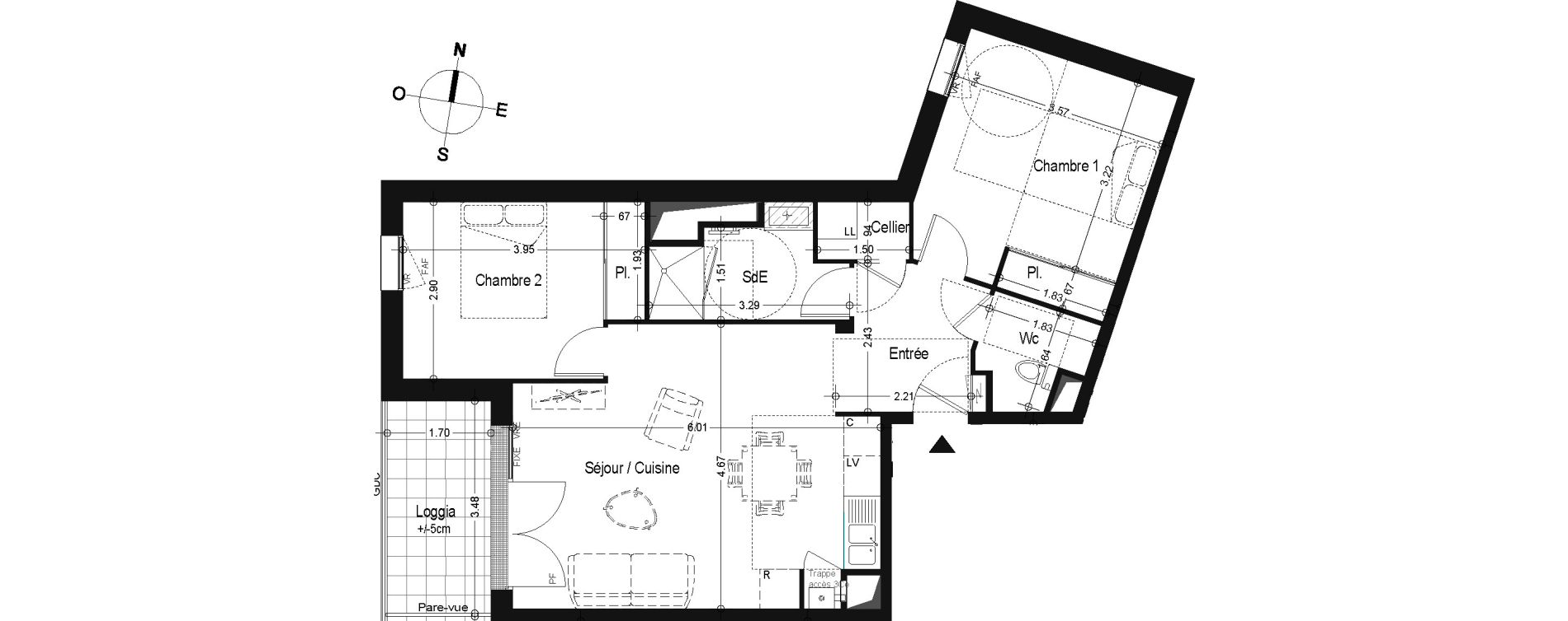 Appartement T3 de 63,22 m2 &agrave; Angers Belle-beille