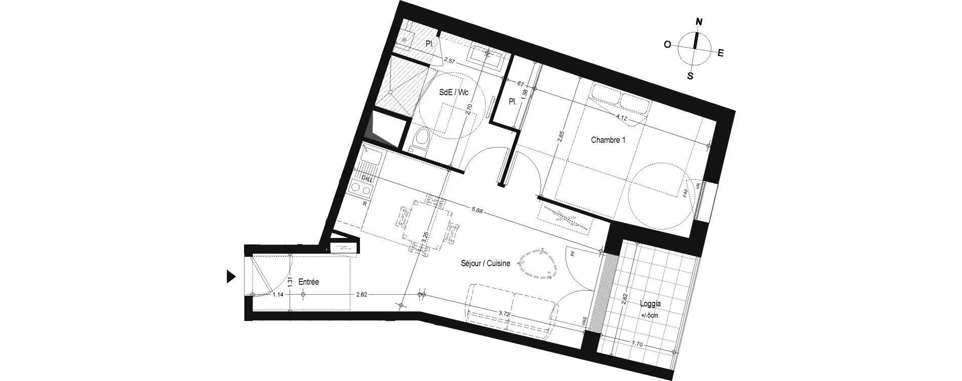 Appartement T2 de 41,86 m2 &agrave; Angers Belle-beille