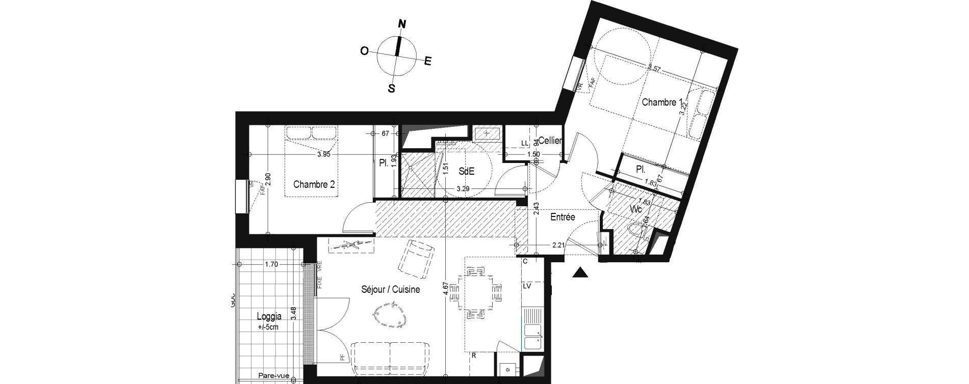 Appartement T3 de 63,22 m2 &agrave; Angers Belle-beille