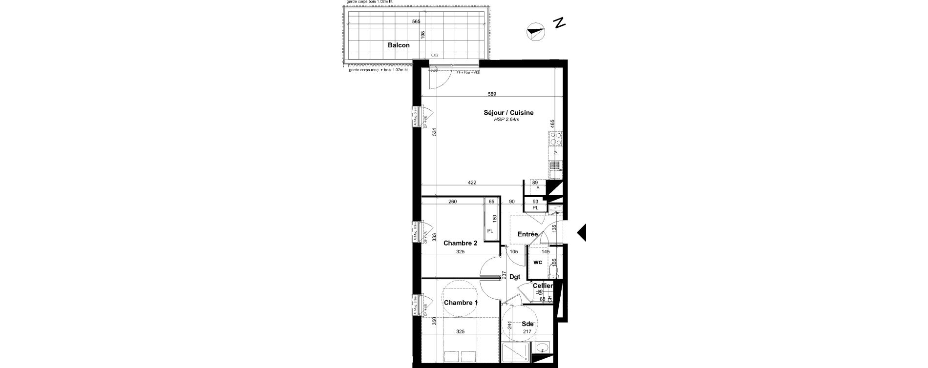 Appartement T3 de 67,28 m2 &agrave; Angers Les capucins