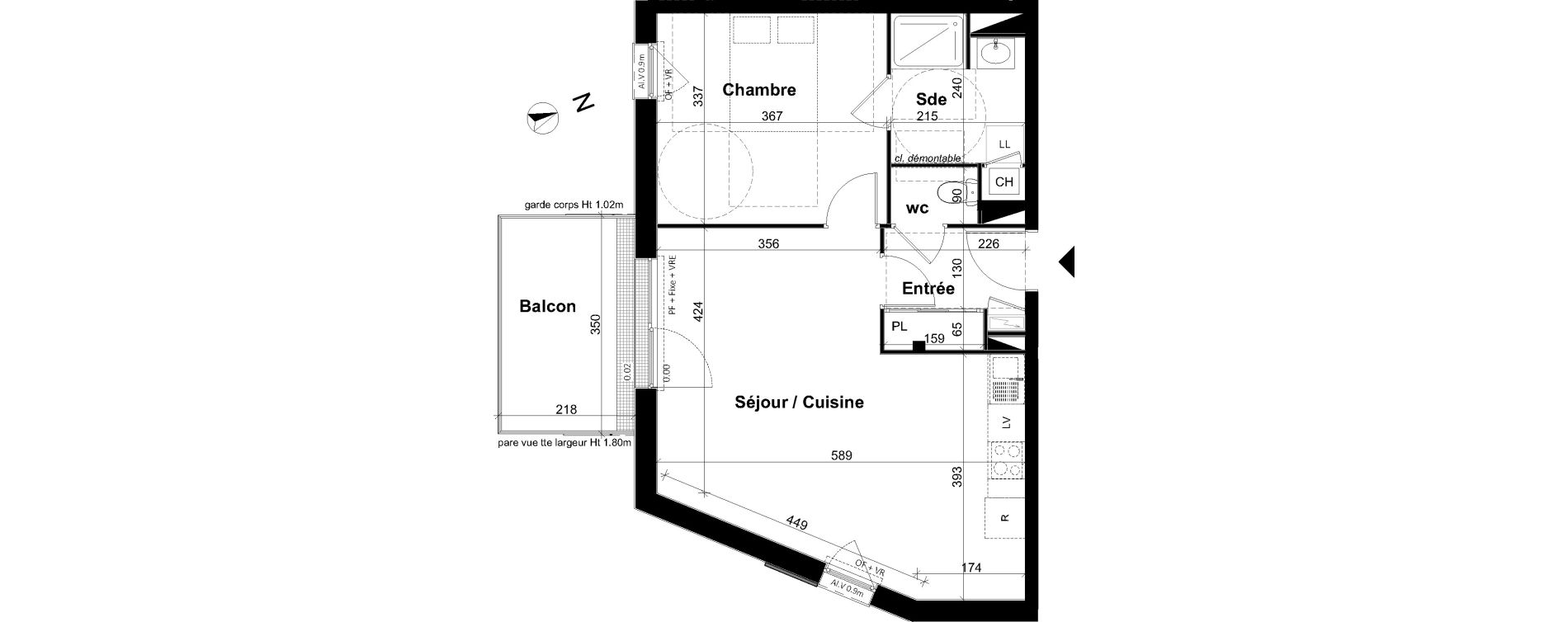 Appartement T2 de 49,13 m2 &agrave; Angers Les capucins