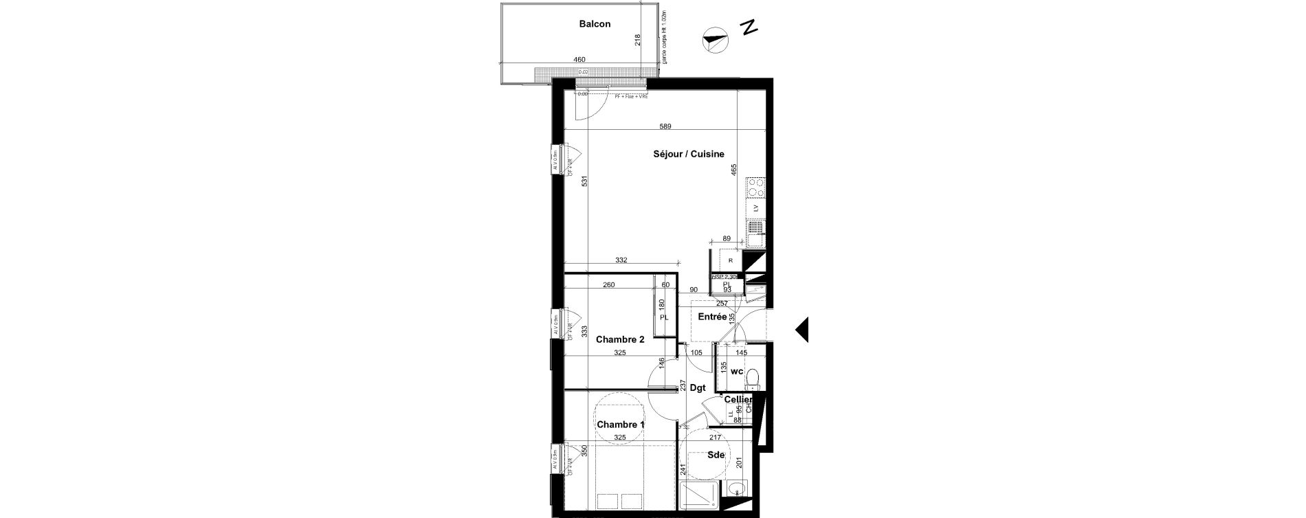 Appartement T3 de 67,28 m2 &agrave; Angers Les capucins