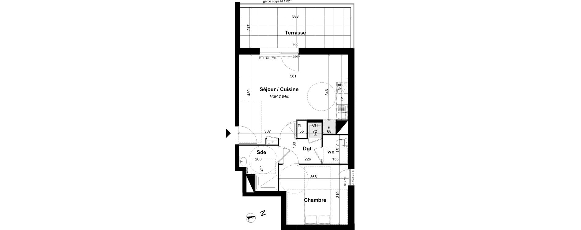 Appartement T2 de 45,68 m2 &agrave; Angers Les capucins