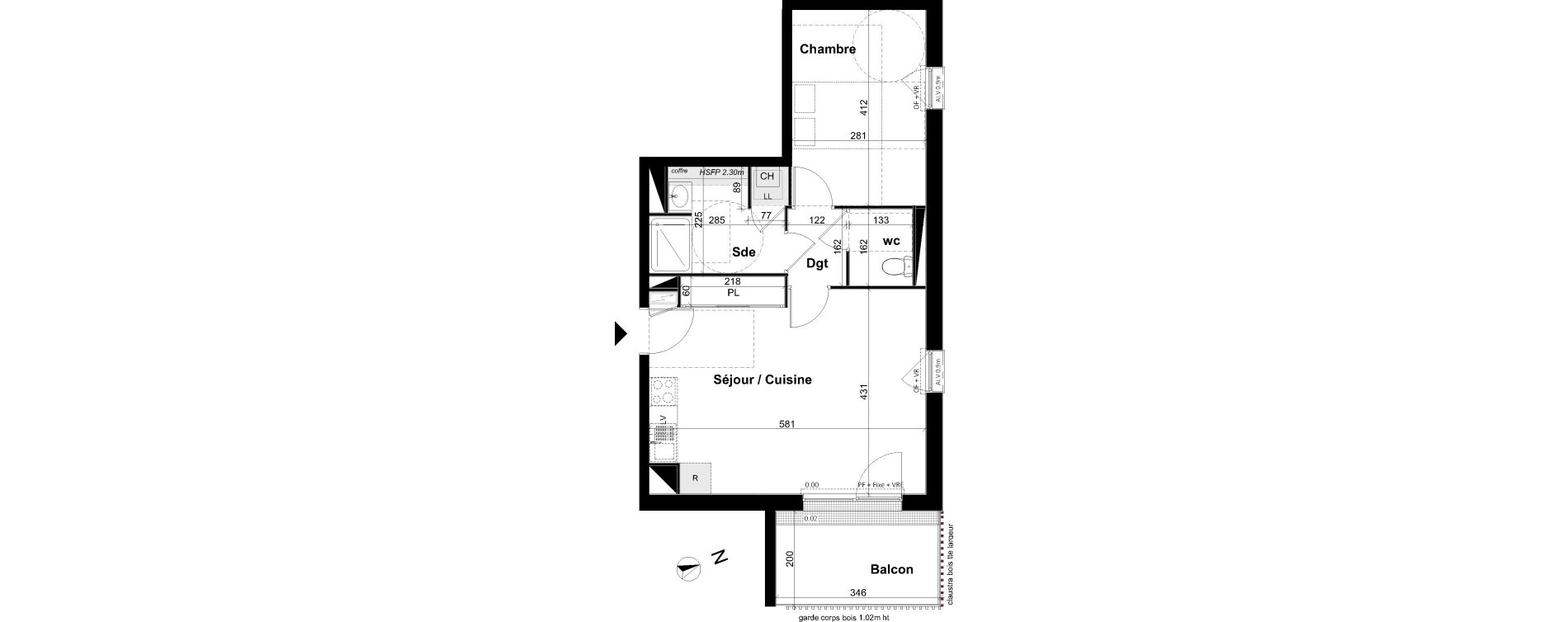 Appartement T2 de 46,14 m2 &agrave; Angers Les capucins