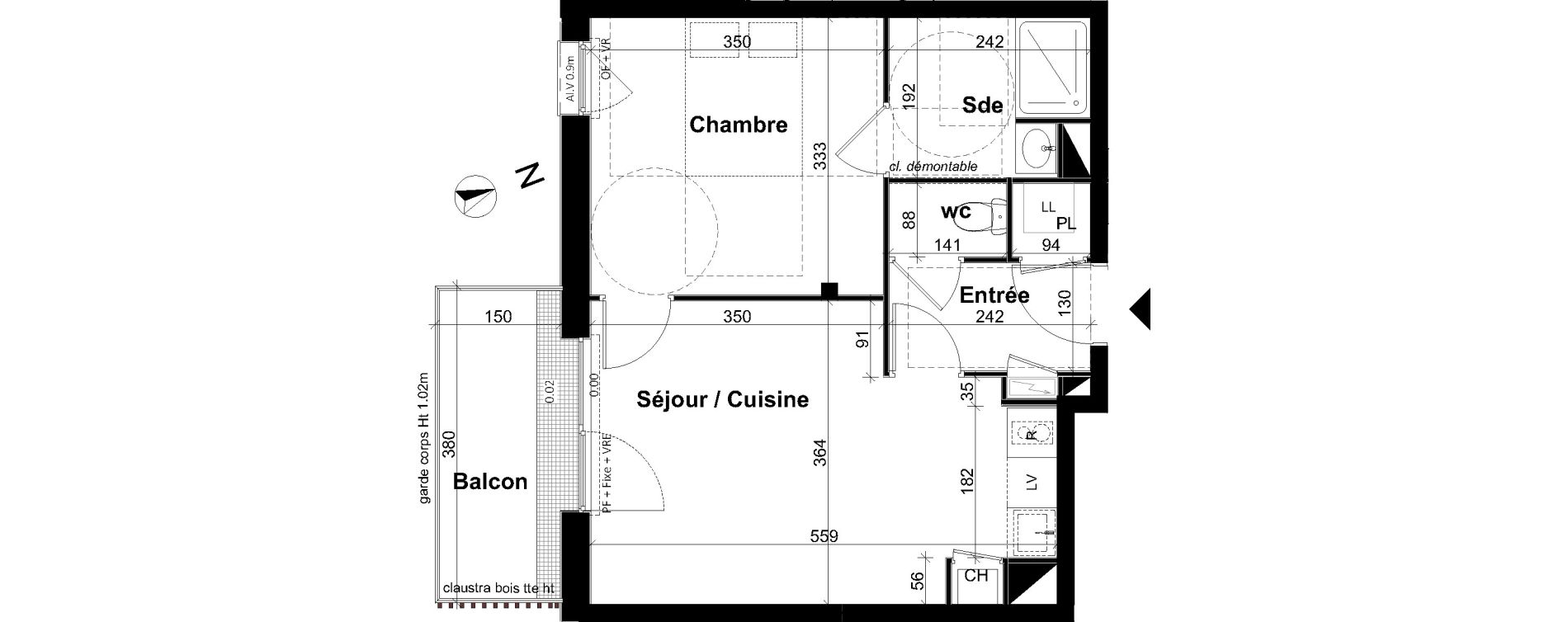 Appartement T2 de 38,66 m2 &agrave; Angers Les capucins
