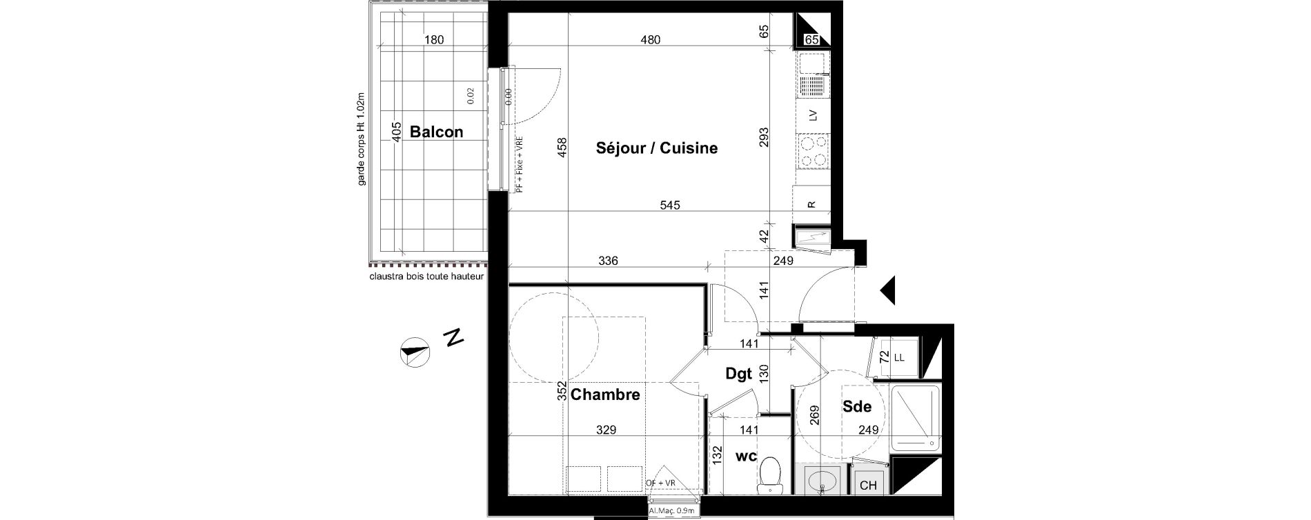 Appartement T2 de 47,07 m2 &agrave; Angers Les capucins