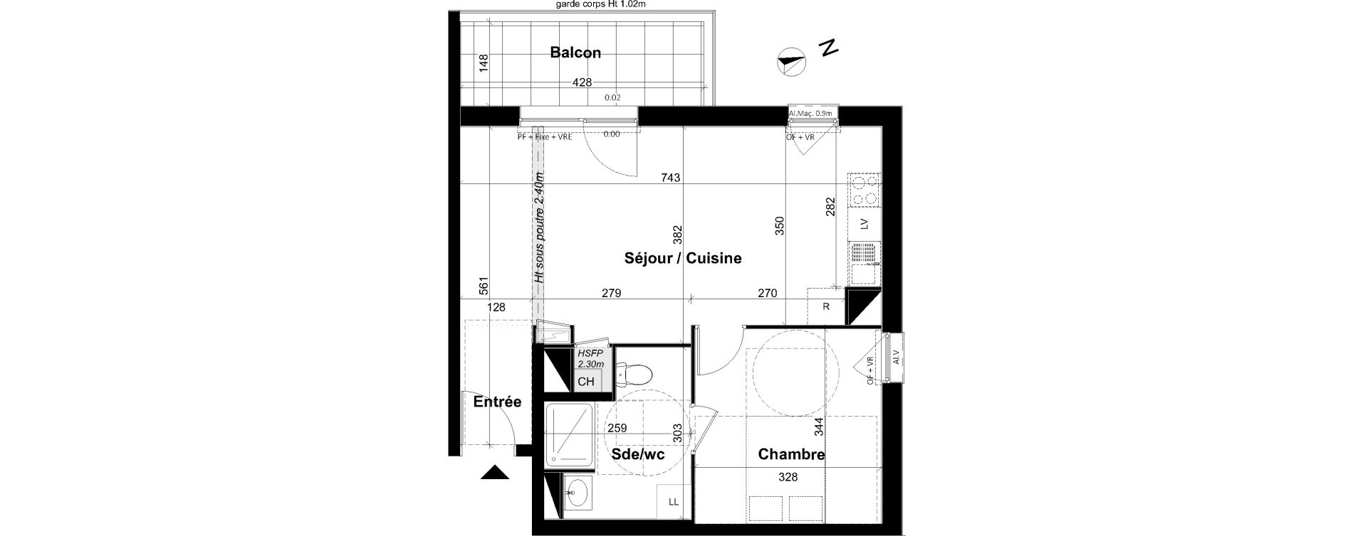 Appartement T2 de 47,13 m2 &agrave; Angers Les capucins