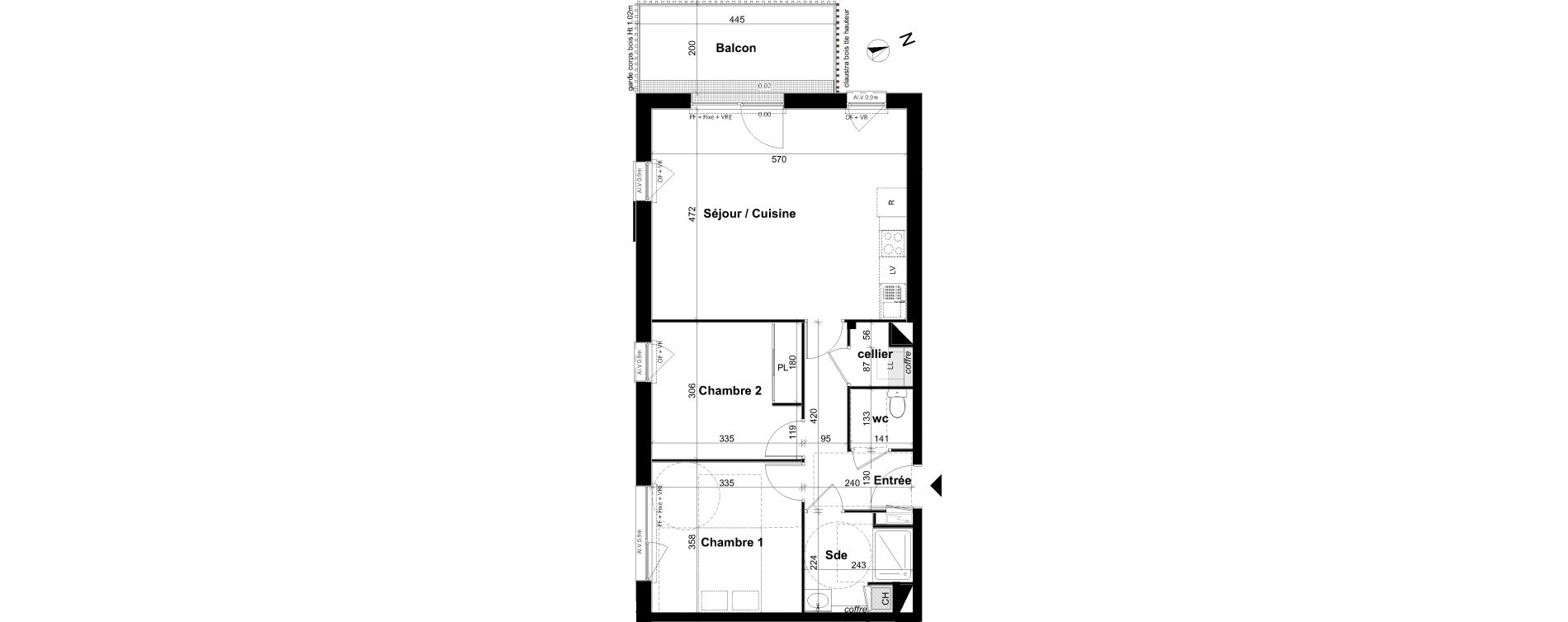 Appartement T3 de 62,31 m2 &agrave; Angers Les capucins