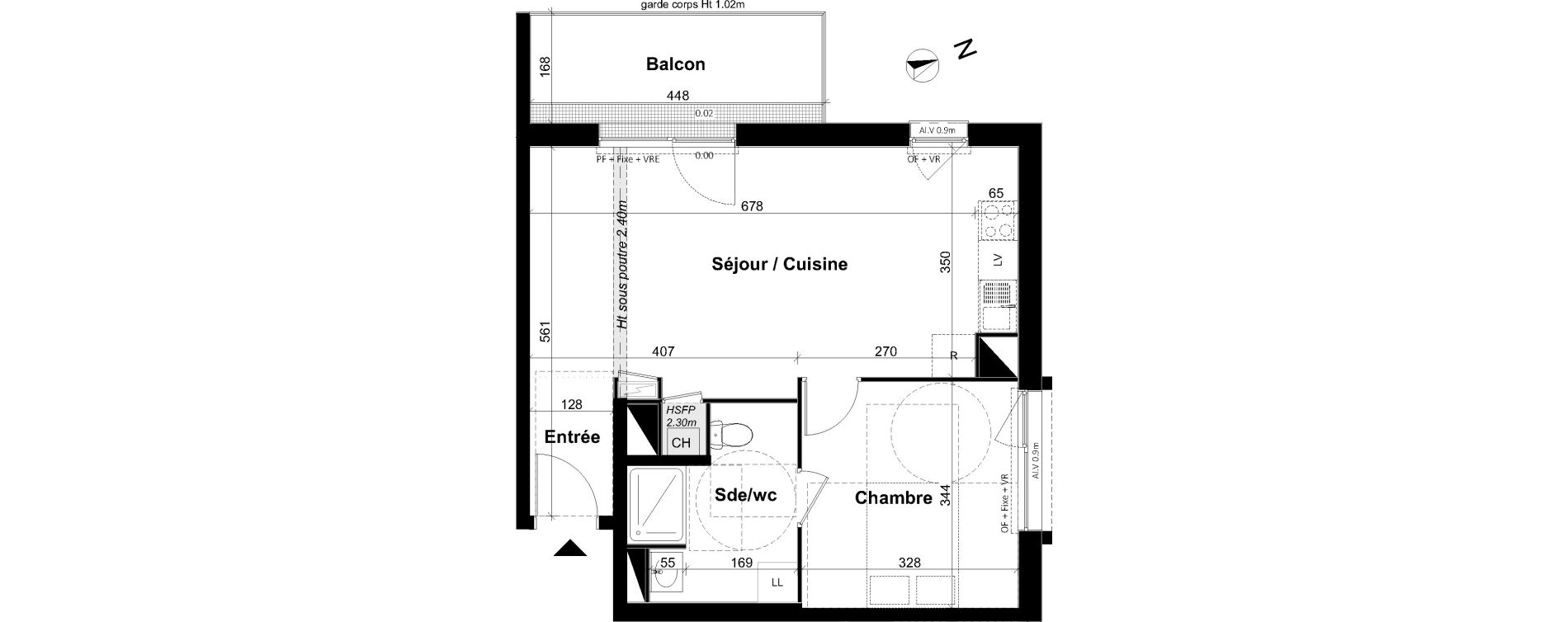 Appartement T2 de 47,13 m2 &agrave; Angers Les capucins